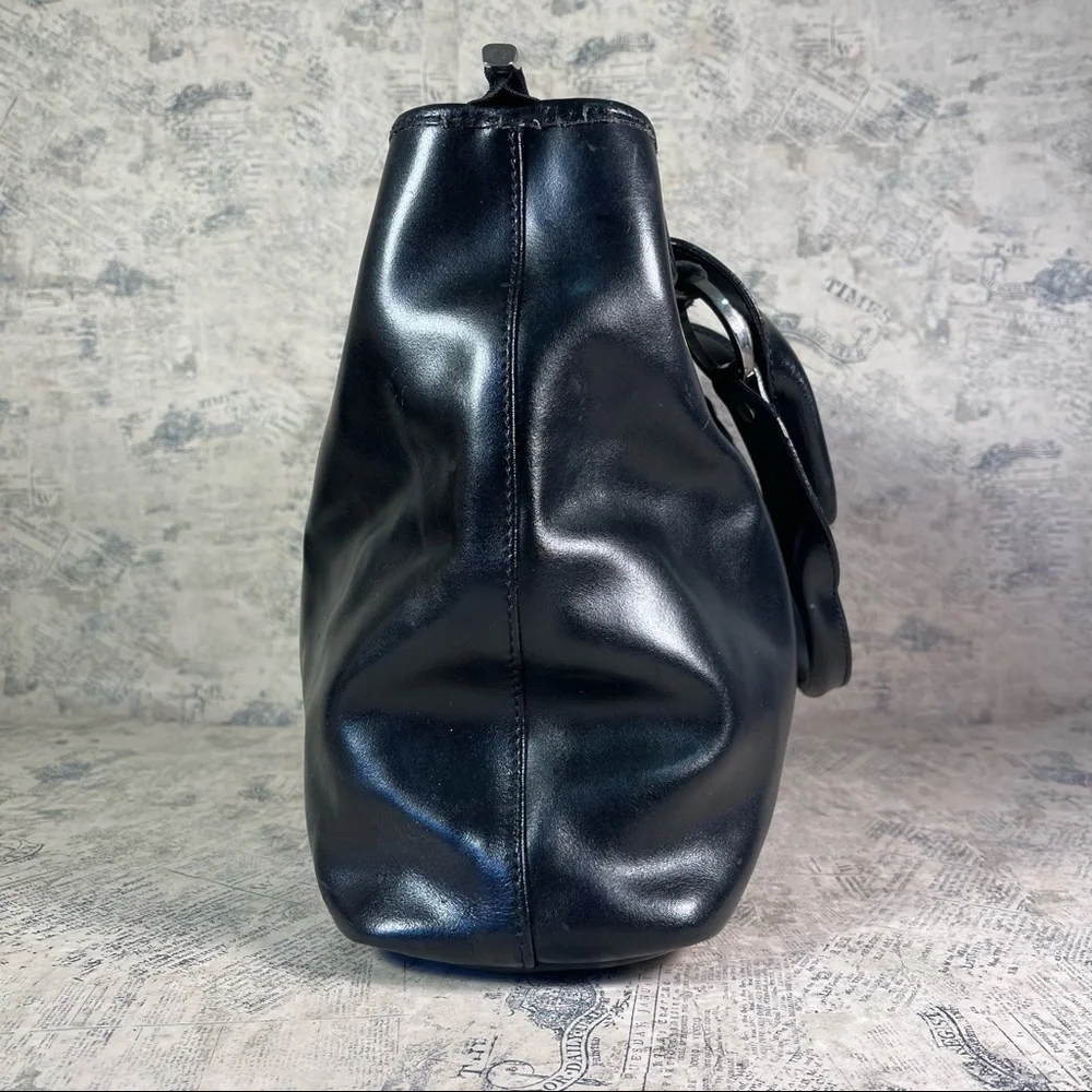 Frederic Paris Made in France Black Leather Satchel Bag Structured Shoulder Bag